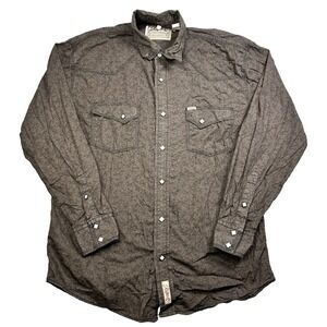 Mens Rafter C Pearl Snap Shirt Long Sleeve Brown Square Western Cowboy Size L